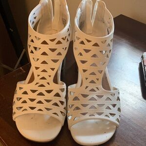 BareTraps White Cutout Heels